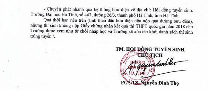 Truong Dai hoc Ha Tinh cong bo diem chuan hinh anh 2